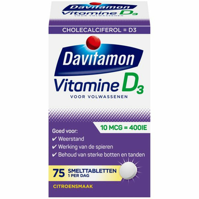 Gratis Verzending: 4x Davitamon Vitamine D Volwassenen 75 smelttabletten