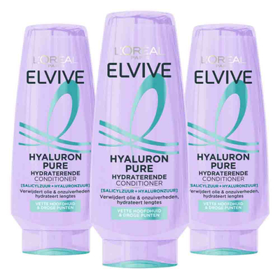 3x L'Oréal Elvive Hyaluron Pure Conditioner 200 ml