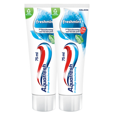 2x Aquafresh Tandpasta Freshmint 3in1 Gezonde Tanden 2 x 75 ml
