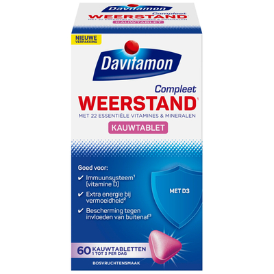 Gratis Verzending: 4x Davitamon Compleet Weerstand Hoog Gedoseerd Bosvruchten 50 kauwtabletten