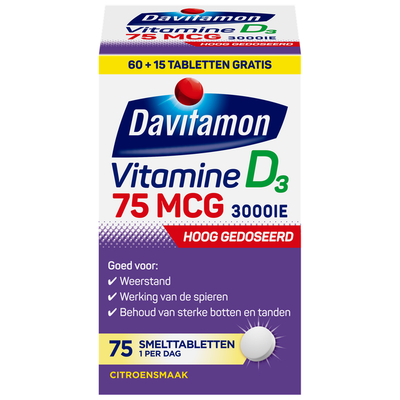 Davitamon Vitamine D3 75mcg Smelttabletten 75TB