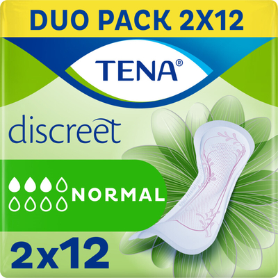 Tena Discreet normal maandverband duo pack Incontinentiemateriaal 2 x 12 stuks