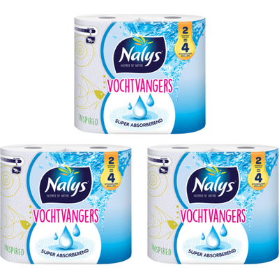Nalys Vochtvangers keukenpapier 2=4 rol 3-pack no_ah_productcategory 3 stuks