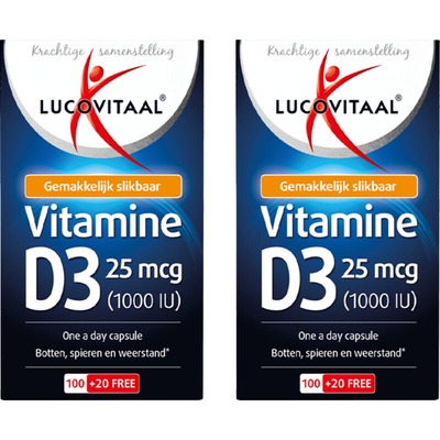 Lucovitaal Vitamine D3 25 mcg capsules 2-pack Vitamine D 2 stuks