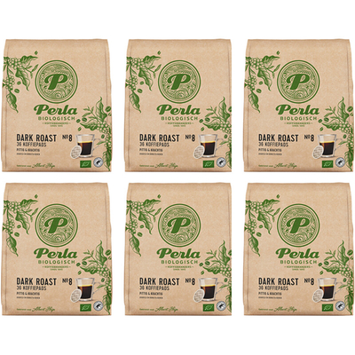 Perla Biologisch Dark roast koffiepads 6-pack Koffiepads (krachtig) 6 stuks