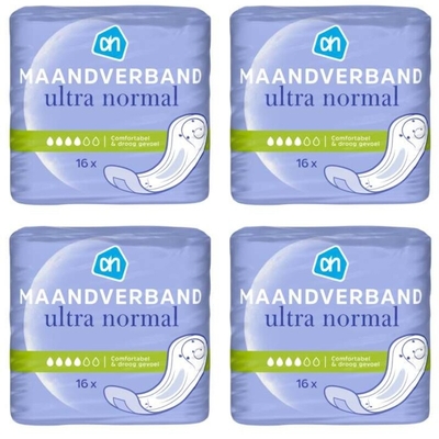AH Ultra normaal 4-pack Maandverband 4 stuks