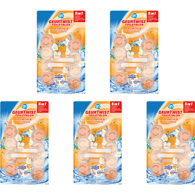 AH Geurtwist wcblok jasmijn & citrus 5-pack Toiletreinigers 5 stuks
