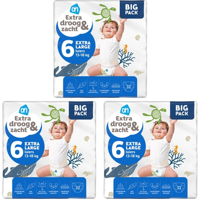 Albert Heijn Extra Droog & Zacht  luiers maat 6 - 96 stuks