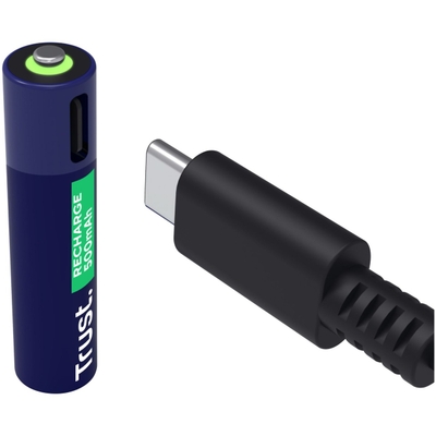 Trust Via USB-C oplaadbare AAA-batterijen (4 stuks) Batterij Blauw