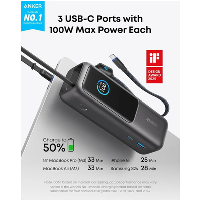 Anker Zolo Powerbank 25.000mAh 100W Zwart