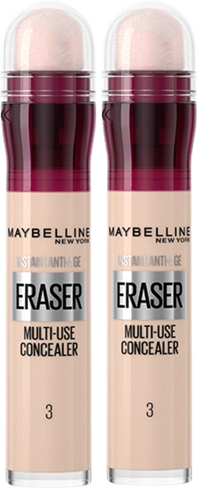 Maybelline New York - Instant Anti Age Eraser 03 Fair - concealers die zichtbaar wallen wegwerken - 2x 6,8 ml