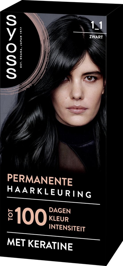 SYOSS Permanent Coloration 1-1 - Haarverf - Permanente Haarkleuring - Zwart – Grijsdekking – Vermindert Haarbreuk - 1 Stuk