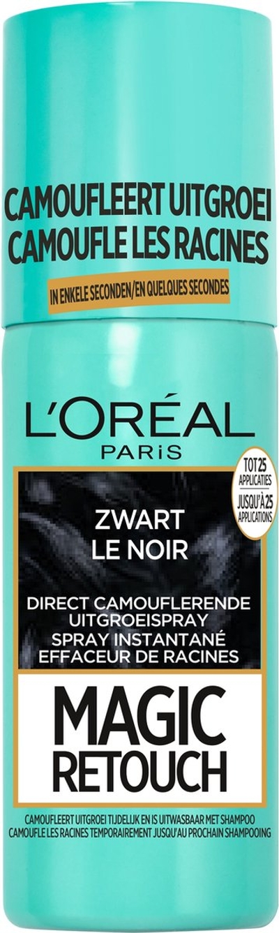 L’Oréal Paris Magic Retouch Zwart - Camouflerende Uitgroeispray - Natuurlijk ogend kleurresultaat - 75 ml - haarverf