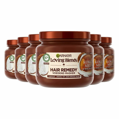 Garnier Loving Blends Kokosmelk & Macadamia Hair Remedy Haarmasker Voordeelverpakking - Voedend Masker Voor Normaal Tot Droog Haar - 6 x 340ml