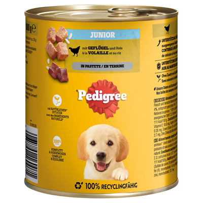 12x800g Junior Gevogelte in Paté Pedigree Classic natvoer voor honden - natvoer honden