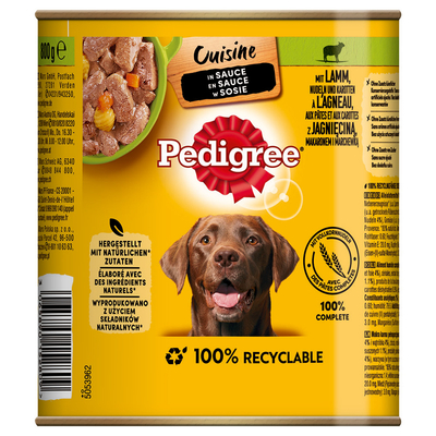 12x800g Lam & Wortelen in saus Pedigree Classic natvoer voor honden - natvoer honden