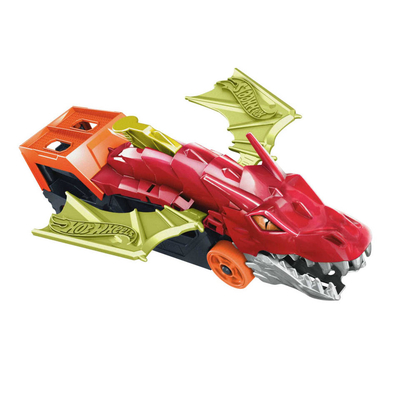 Hot Wheels City lanceringstrailer met draak speelset