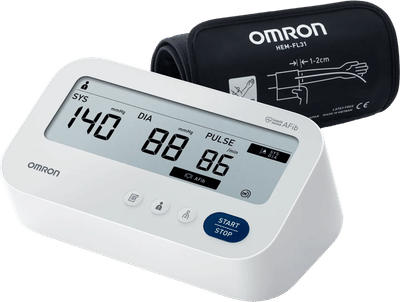 OMRON X4 Connect Afib, klinisch gevalideerde bloeddrukmeter met AFib-detectie bij elke meting, met Bluetooth voor OMRON connect App en Intelli Wrap-manchet (22-42cm) voor de bovenarm