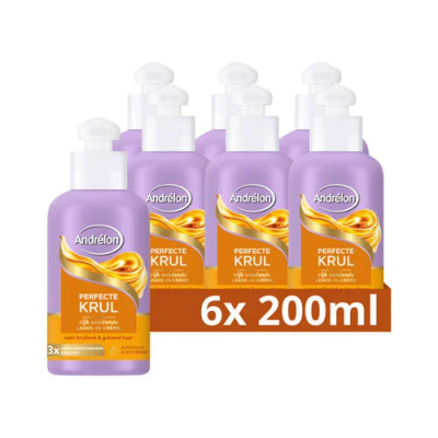 Andrélon Rijk Voedende Leave-in Haarcrème - Perfecte Krul - verrijkt met kokosolie & glycerine - 6 x 200 ml