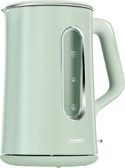 MPM Dubbelwandige Waterkoker - Geluidsarm met Verlicht Interieur - 1.5 Liter 2200W - Groen