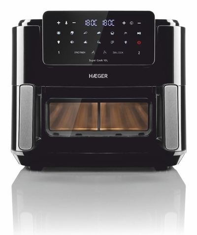 Haeger AF-D10.010A friteuse Dubbel 10 l Vrijstaand 2600 W Heteluchtfriteuse Zwart