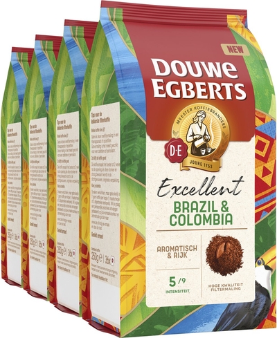 Douwe Egberts Excellent Brazil & Colombia Filterkoffie - 4 x 250 gram