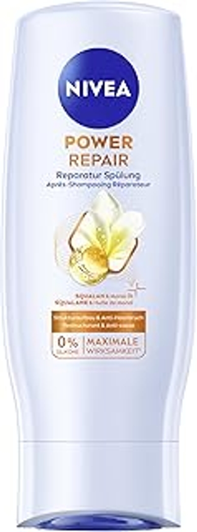 NIVEA Power Repair Reparatiespoeling 200 ml, reparerende haarspoeling met squalan serum en monoi-olie, verzorgende conditioner voor gezond haar en meer glans
