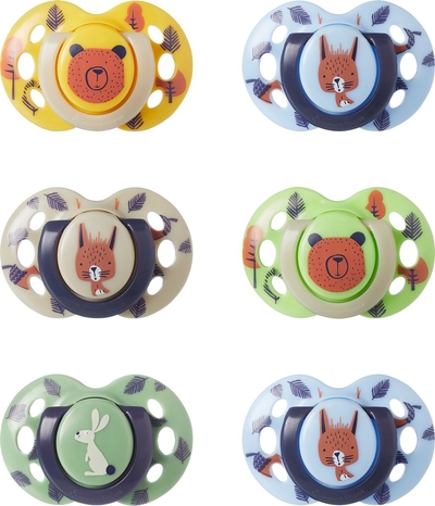 Tommee Tippee Fun Spenen, 6-18 maanden, set van 6, symmetrische siliconen speen, orthodontisch ontwerp, BPA-vrije fopspeen, ademende luchtgaten