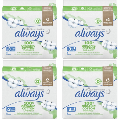 Always Maandverband Cotton Night 4-pack Maandverband 4 stuks
