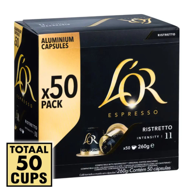 L’Or Ristretto 50 Koffiecups **Intensiteit 11/12