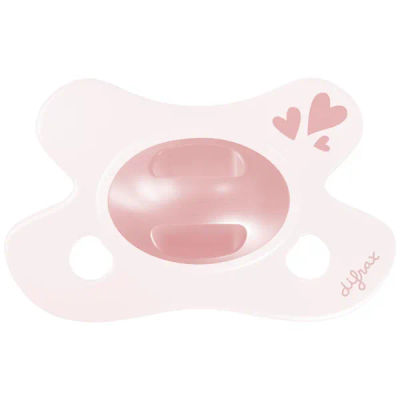 Difrax Natural Fopspeen - Newborn - Soft Pink Hearts