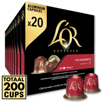 L’Or Espresso Splendente Koffiecups – Intensiteit 7/12 – 10 x 20 capsules
