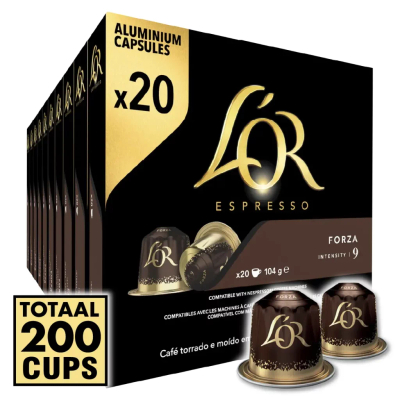 L’Or Espresso Forza Koffiecups – Intensiteit 9/12 – 10 x 20 capsules