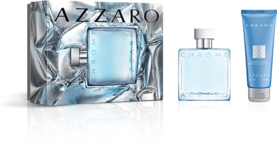Azzaro Chrome Eau de Toilette Geschenkset - Chrome Eau de Toilette 50ml, Shampoo voor Haar & Lichaam 75ml