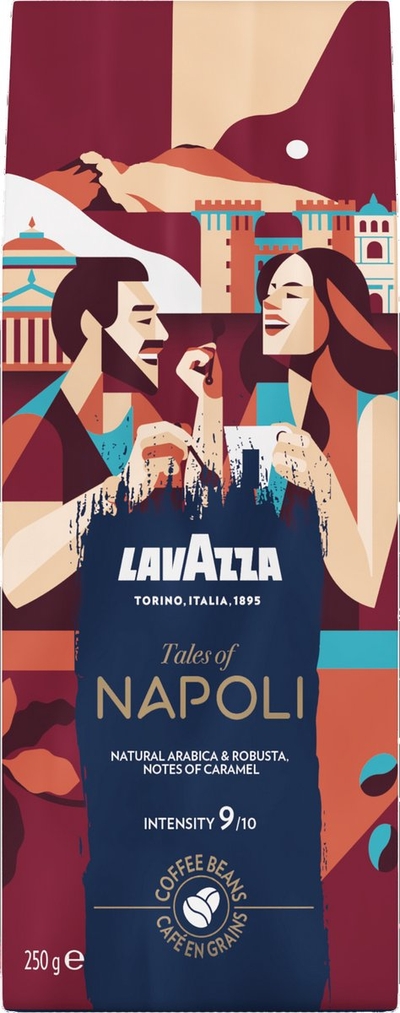 Lavazza Tales of Napoli Koffiebonen - 6 x 250 gram - Koffie Blend van Robusta en Arabica Bonen - Intensiteit 9/10