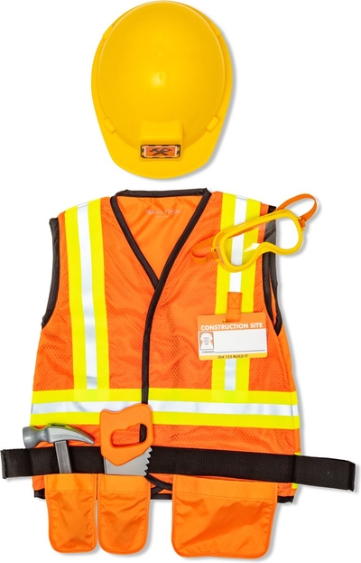 Melissa & Doug Construction Worker Role Play Costume Dress-Up Set (6 pcs)