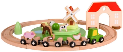 Classic World houten boerderijtrein speelset - educatief speelgoed 28-delig.