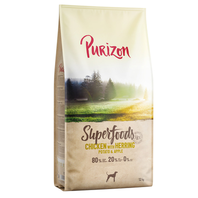 Purizon Superfoods kip met haring. aardappelen en appels - Dubbelpak: 2 x 12 kg - hondenbrokken