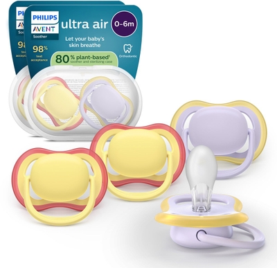 Philips Avent Ultra Air – Ademend en lichtgewicht fopspeen (0-6 mnd) – 4 stuks - SCF087/20