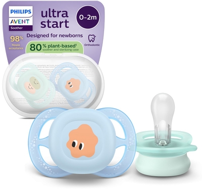 Philips Avent Ultra Start – BPA-vrije siliconen fopspeen (0-6 mnd) – Symmetrisch ontwerp – 2 stuks - SCF075/14