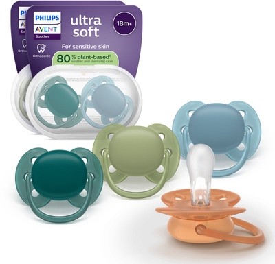 Philips Avent Ultra Soft – Superzachte siliconen fopspeen (18mnd+) – Voor gevoelige huid – 4 stuks - SCF093/08