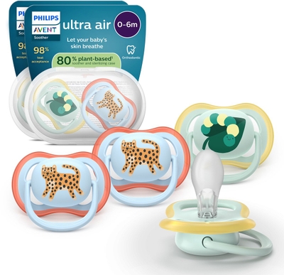 Philips Avent Ultra Air – Ademend en lichtgewicht fopspeen (0-6 mnd) – 4 stuks - SCF087/19