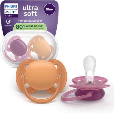 Philips Avent Ultra Soft – Superzachte siliconen fopspeen (18mnd+) – Voor gevoelige huid – 2 stuks - SCF093/03