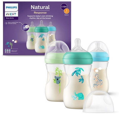 Philips Avent Natural Response Babyfles 260 ml – Flow 3 – 3 pack - Decoratie - SCY903/72