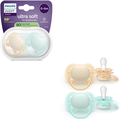 Philips Avent Ultra Soft – Superzachte siliconen fopspeen (0-6 mnd) – Voor gevoelige huid – 2 stuks - SCF091/40