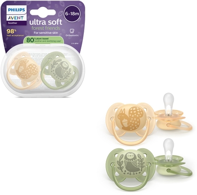 Philips Avent Ultra Soft – Superzachte siliconen fopspeen (6-18 mnd) – Voor gevoelige huid – 2 stuks - SCF091/46