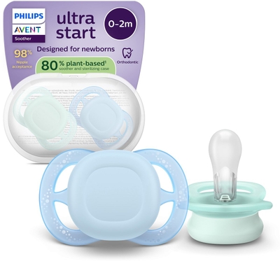 Philips Avent Ultra Start – BPA-vrije siliconen fopspeen (0-6 mnd) – Symmetrisch ontwerp – 2 stuks - SCF075/12