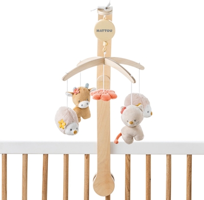 Nattou Mila, Lana en Zoe - Muziekmobiel - Mobiel - One Size - Zand Beige