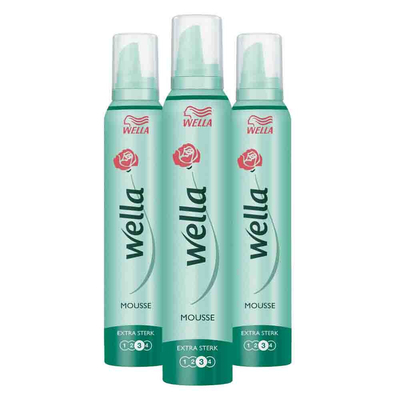 3x Wella Extra Strong Hold Haarmousse 200 ml