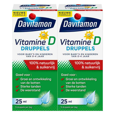 Gratis Verzending: 2x Davitamon Vitamine D Druppels 100% Natuurlijk 25 ml